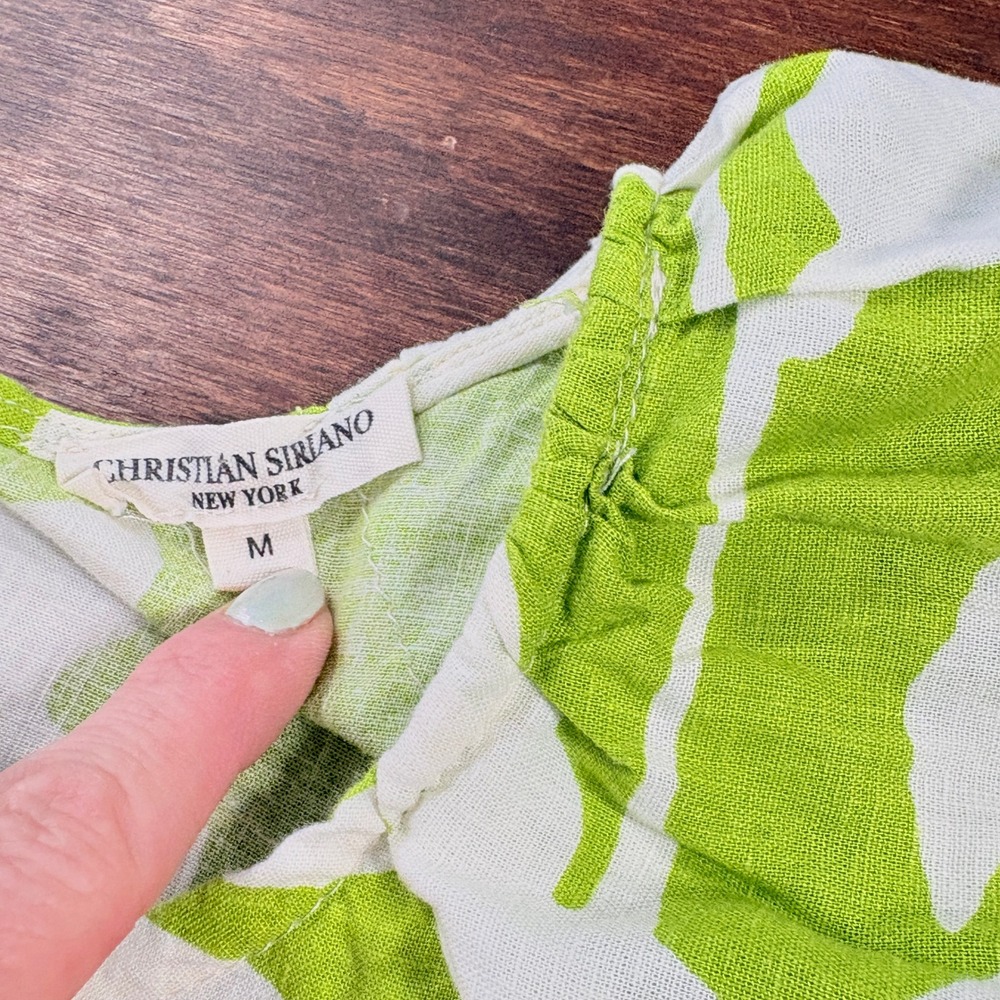 Christian Siriano Linen Blend Top Medium Tropical Coastal Resort Euro Summer‎ - Picture 9 of 12